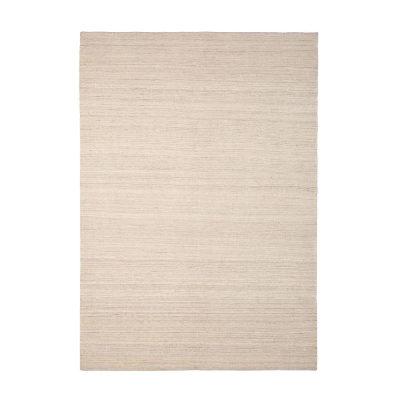 Beiger Ethnicraft Sand Nomad Kilim Teppich (B 250) mit feiner, horizontaler Webstruktur.